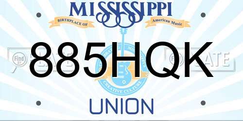 885HQK Mississippi License Plate