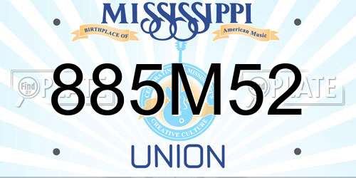 885M52 Mississippi License Plate