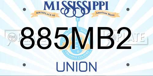 885MB2 Mississippi License Plate