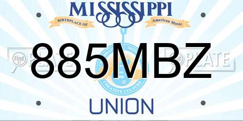 885MBZ Mississippi License Plate