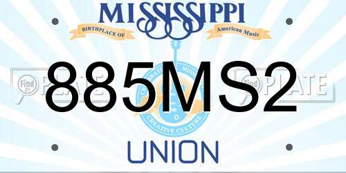 885MS2 Mississippi License Plate