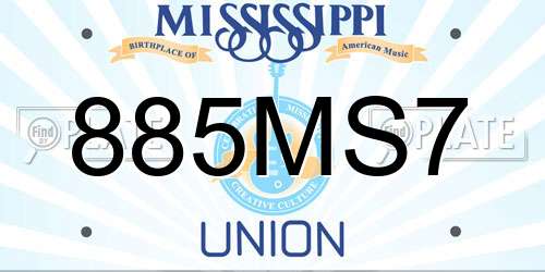 885MS7 Mississippi License Plate