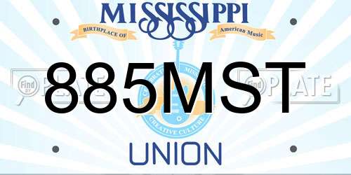 885MST Mississippi License Plate