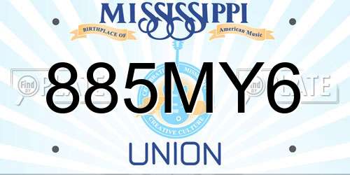 885MY6 Mississippi License Plate