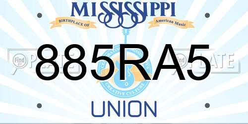 885RA5 Mississippi License Plate