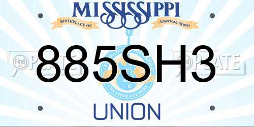 885SH3 Mississippi License Plate