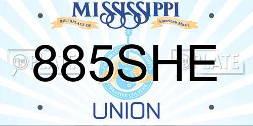 885SHE Mississippi License Plate