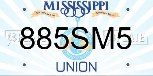 885SM5 Mississippi License Plate