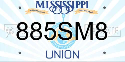 885SM8 Mississippi License Plate