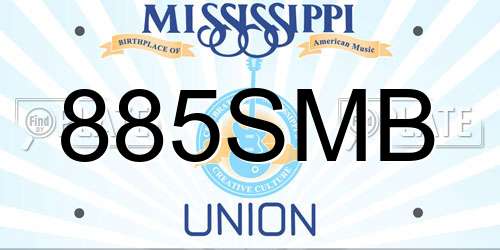 885SMB Mississippi License Plate