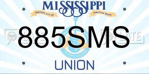 885SMS Mississippi License Plate