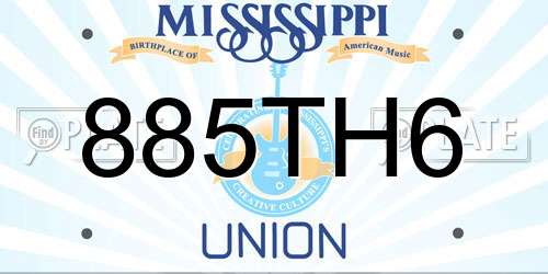 885TH6 Mississippi License Plate