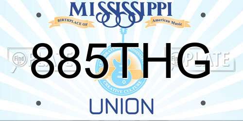 885THG Mississippi License Plate