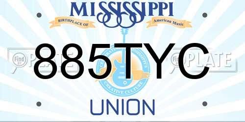 885TYC Mississippi License Plate