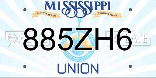 885ZH6 Mississippi License Plate