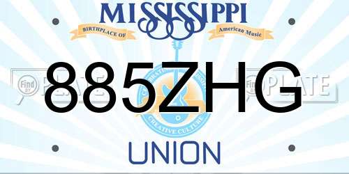 885ZHG Mississippi License Plate