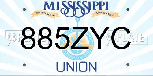 885ZYC Mississippi License Plate