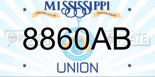 8860AB Mississippi License Plate