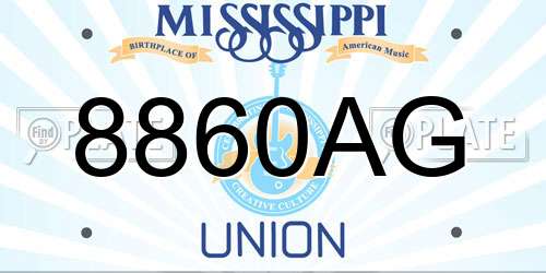 8860AG Mississippi License Plate