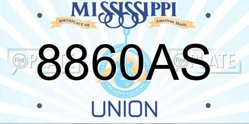 8860AS Mississippi License Plate