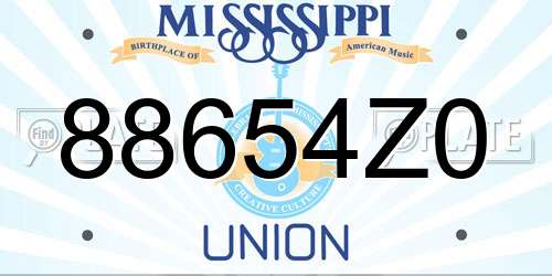 88654Z0 Mississippi License Plate