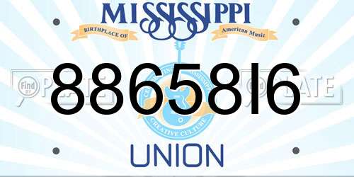 88658I6 Mississippi License Plate