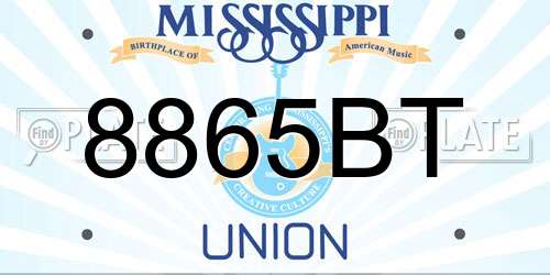 8865BT Mississippi License Plate