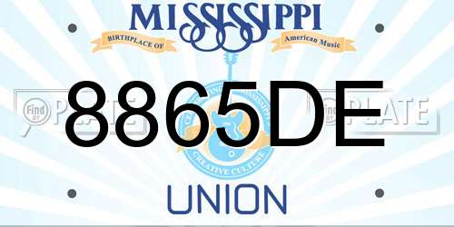 8865DE Mississippi License Plate