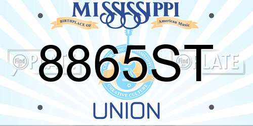 8865ST Mississippi License Plate