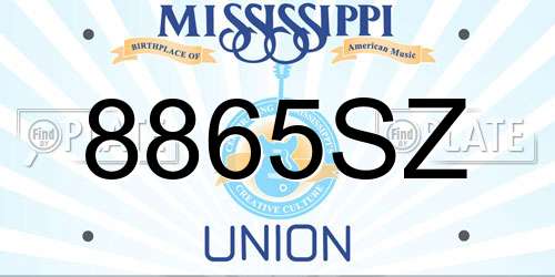 8865SZ Mississippi License Plate