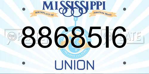 88685I6 Mississippi License Plate