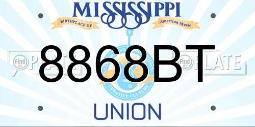 8868BT Mississippi License Plate