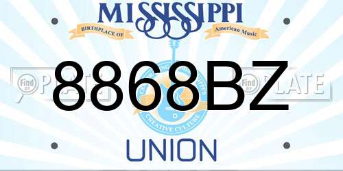 8868BZ Mississippi License Plate
