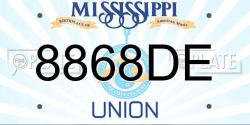 8868DE Mississippi License Plate