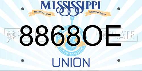8868OE Mississippi License Plate