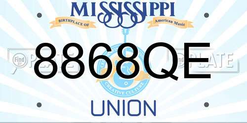 8868QE Mississippi License Plate