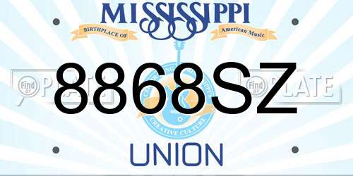 8868SZ Mississippi License Plate