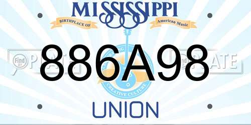 886A98 Mississippi License Plate