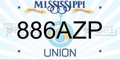 886AZP Mississippi License Plate