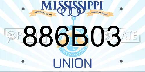 886B03 Mississippi License Plate