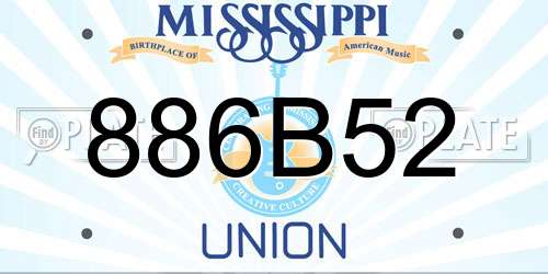 886B52 Mississippi License Plate