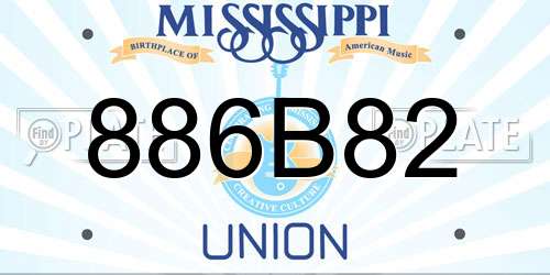 886B82 Mississippi License Plate