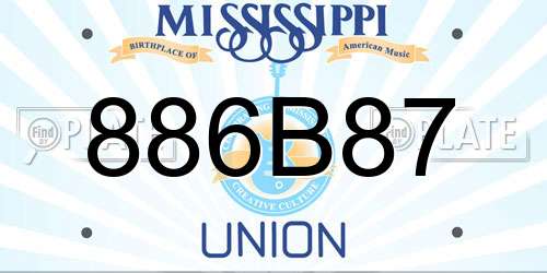 886B87 Mississippi License Plate