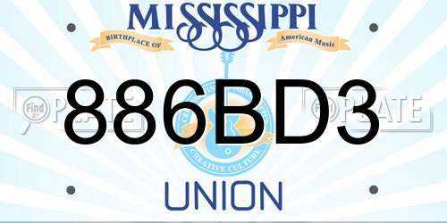 886BD3 Mississippi License Plate