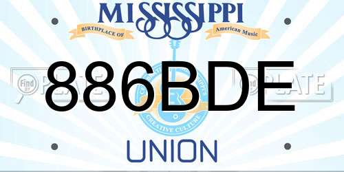 886BDE Mississippi License Plate
