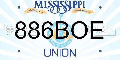 886BOE Mississippi License Plate