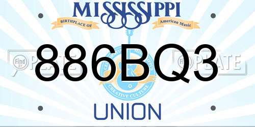 886BQ3 Mississippi License Plate