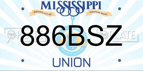 886BSZ Mississippi License Plate