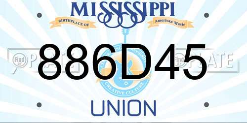 886D45 Mississippi License Plate