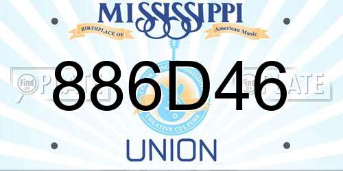 886D46 Mississippi License Plate